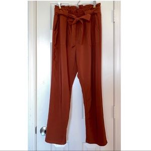 Cropped High Waisted Paper Bag Pants